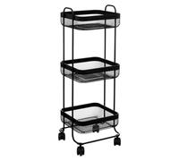 5five - madia quadrata mayaj con rotelle, 3 livelli, metallo nero