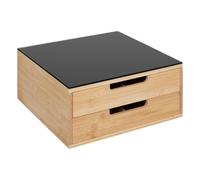 5five - Porta capsule Blackbamboo 30 x 30 x 14,5 cm, bambù, 2 cassetti, divisori regolabili - Supporto per macchina da caffè, contenitore per capsule
