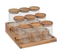 5five - portaspezie harmony con set di 9 vasetti in acacia