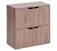 5Five - Scaffale contenitore con ante miste beige - 4 scomparti - 67,5x32x67,5 cm - Organizzazione della casa, soggiorno, camera da letto, accessorio per ufficio