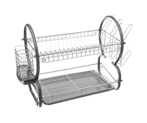 5five - scolapiatti in metallo a 2 livelli con vassoio grigio