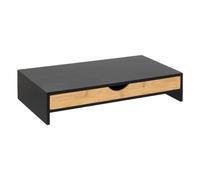 5five - Supporto rialzato per monitor Bava in bambù - Nero, 47 x 25 x 10 cm, con cassetto portaoggetti - Organizzatore per ufficio e ufficio domestico