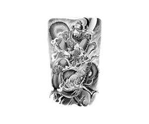 5fogli Tatuaggio Semipermanente A Base Di Erbe, Resistente Al Sudore E Impermeabile, Con Drago Da Guerra, Ideale Per Uomini E Donne.