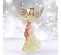 5FT Outdoor Angel Christmas Decoration - Pre-Lit Outdoor Christmas Decorations Angels with 120 LED Lights - Elegant Winged Holiday Figure for Lawn with Bow, Halo, Extension Cord and Ground StakesL8