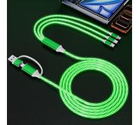 5in1 Cavo di Ricarica,60W LED Light Up Cavo di ricarica con Connettori Micro A/C + Type-C + Lightning,MFi-certificato Cavo Dati USB Verde Universale per iPhone/Hua-wei/Android/Tablet/Galaxy/Google
