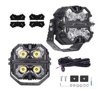 5inch Square LED Work Light Bar DRL Pods For Truck SUV 4WD Marine White+Amber