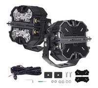 5inch Square LED Work Light Bar DRL Pods For Truck SUV 4WD Marine White+Amber