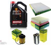 5L Controllo Set Motul 8100 X-Clean+ 5W-30 Olio Motore MANN-FILTER 11335662