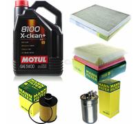5L Controllo Set Motul 8100 X-Clean+ 5W-30 Olio Motore MANN-FILTER 11352909