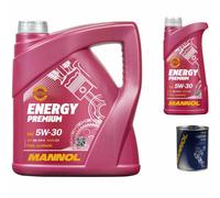 5L MANNOL Energy Premium 5W-30 API SN/CH-4 Olio Motore Incl. Flush Motore