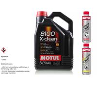 5L Motul 8100 X-Clean 5W-40 Olio Motore Diesel System + Engine Clean 300 ml