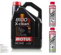 5L Motul 8100 X-Clean 5W-40 Olio Motore Fuel System + Engine Clean 300 Ml