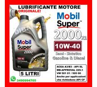 5LITRI LATTA ORIGINALE OLIO MOBIL SUPER 2000 X1 10W40 ACEA A3/B3 SEMISINTETICO