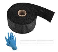 5M Benda Termica Moto, Nero Bende Termiche Scarico con Fascette Acciaio Inox e Guanti Monouso, Bende Isolante Collettori in Fibra di Vetro per Auto e Moto