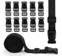 5m Cinghie Zaino Fettuccia, Fibbia Nylon Rotolo con 20 Fibbie per Guinzaglio Fettuccia 25mm Nero, Cinghie per Scala in Plastica per Zaino Borsa per Cane, Accessori Fai Da Te