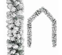 5m Green PVC Christmas Garland with White Flocked Snow, Indoor and Outdoor Holiday Decor, All-Weather Decorative Wreath for Festive Atmosphere