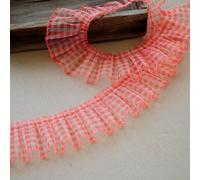 5M Merletto A Ruffles Pieghettato In Rete Rifinitura In Pizzo Tessuto Cucito