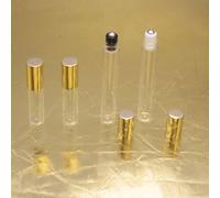 5ml/10ml/8 pezzi/21 pezzi/40 pezzi Mini bottiglie da viaggio roll-on per profumi e oli essenziali, bottiglie trasparenti con tappo dorato, ricaricabili, formato da viaggio, adatto come regalo per amic