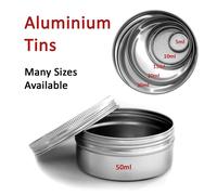 5ml - 250ml Piccolo Metallo Tondo Alluminio Stoccaggio Latta Barattolo Stash Pot