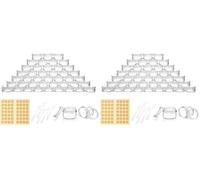 5ml Barattolini plastica piccoli con tappo, 42 pezzi Vasetti mini con etichette e spatola, mini contenitori trasparenti per creme da viaggio campioni cosmetici, crema per labbra, nail art