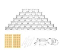 5ml Barattolini plastica piccoli con tappo, 42 pezzi Vasetti mini con etichette e spatola, mini contenitori trasparenti per creme da viaggio campioni cosmetici, crema per labbra, nail art