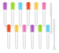 5ml Pipette Contagocce Plastica Pipetta Dropper in Silicone con Spazzola Pulita, Dispenser Liquido Dropper Trasferimento per Caramelle Gommose, Animali Domestici, Piante, 12 Pezzi