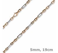 5mm Bracciale Catena Fantasia 585 Oro Bianco Rosso 19cm
