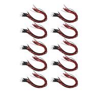 5mm Diode Wired LED, Round Head High Brightness Indicator Light, 12V In - Line LED with 20cm Pure Copper Wires, Red/Black Leads, for DIY Electronics, Automotive and Signal Lighting (capelli bianchi