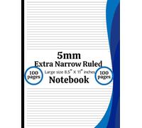 5mm Extra Narrow Ruled Notebook: Thin Line Writing Journal: Compact Ruled Paper for Precise and Neat Handwriting - 5mm Line Spacing, Large 8.5” x 11”, 100 Pages, Perfect for Students, Professionals & Writers