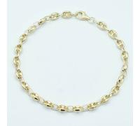 5mm Gonfio Marinaio Ancora Catenella con Maglie Bracciale Vero 14K Giallo Oro