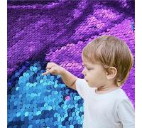 5mm Hign Density Sensory Wall Paillettes Flip Fabric per i bambini, tessuto di paillettes reversibile dal cantiere Paillettes Graffiti Fabric per i più piccoli (3 yd, Da blu a argento) Stile 22