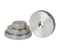 5mm Thick 304 Stainless Steel Flat Knurled Round Nut, M3-M12 Hand Screwed Thin Lock Nut Tool-Free Fastener for Industrial DIY Assembly(M6 x 16 x 5 (5Pcs))