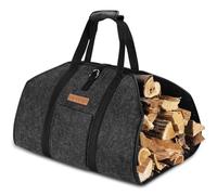 5MM XL cesto di trasporto legna feltro | canestro in metallo | sacchetto di legna feltro con maniglia | sacchetto per camino, fuoco, campeggio | nero