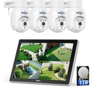【5MP+3TB Hdd] 5MP Kit Videosorveglianza Wifi Esterno,10Ch NVR Con 12" Monitor,4X
