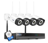 【5MP+Visione Notturna a Colori】Hiseeu Kit Videosorveglianza WiFi 10CH 5MP NVR 1TB HDD, 4X5MP Telecamera IP, Audio a 2 Vie, Rilevamento del Movimento Suono Luce Allarme, Accesso Remoto Alexa