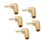 5PC 1/8" NPT Male x Fit Hose I.D 3/16" Barbed Tail Elbow Brass Fuel Fitting Connector Adapter
