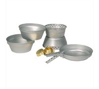 5Pc Alluminio Camping Cook Set Pan Stufa 2 Pots Bushcraft Alcool Bruciatore Viag