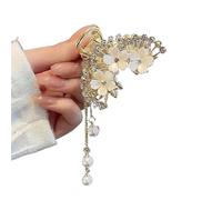 5pc Long Tassel Hairpin Anti-Collapse Side Clip Hair Accessories Headdress Grab Braided(White-2)