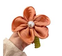 5pc Telephone Wire Flower Hair Loop For Woman High Elastic Head Rope Ponytail Ties Spiral Coil Accessories(Orange)