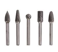 5pcs 1/4 pollici 6 mm a testa rotativa Bit smerigliatrici in acciaio di tungsteno File di smerigliatrice per intaglio in legno in metallo set di barate rotanti per la lucitura