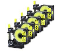 5Pcs 12/19mm Standard Tape Labels Compatible With D1 45018 LabelManager Printers - Black on Yellow
