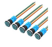 5PCS 16/19/22mm Interruttore di pulsante in metallo Guscio nero Testa piatta Impermeabile LED Ripristino momentaneo a scatto 12V 24V 220V(Blue symbol,16MM_FIXED SELF-LOCKING_110-220V)