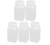 5pcs 250ml HDPE Plastic Wide Mouth Square Liquid Storage Bottle Container White