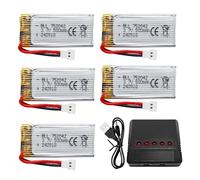 5PCS 3.7V 500mAh batteria al litio con caricabatterie 5-in-1 per Hubsan H107L/C/D/P X5S H31 H6D JXD388 JXD385 U816A SYMA X5C X5SW HS170 HS170C HS170G F180W F180C TR-C385 TR-P51 TR-F22 RC Drone
