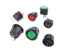 5pcs 3A 250VAC/6A 125VAC Round Rocker Switch KCD1 On-Off SPST Mini 2Pin Toggle Switch 6A 250V/10A 125V 20mm (Color : 3, Size : 16mm)(1,16mm)