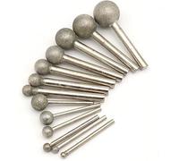 5pcs 3mm/6mm Gambo Diamantato Sferico Lucidatura Testa di Rettifica Punte Montate Bit Rotante Ruota Rotonda Frese in Granito, Silver, 3x8mm