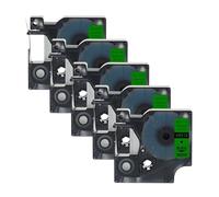 5PCS 45013 45010 Nastro for etichette 6/9/12/19/24mm compatibile for Dymo D1 LabelManager Writer 280 160 260P for 45017 45018 40913(5PK Black on Green,9mm)