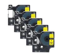 5PCS 45013 45010 Nastro for etichette 6/9/12/19/24mm compatibile for Dymo D1 LabelManager Writer 280 160 260P for 45017 45018 40913(5PK Black on Yellow,6mm)