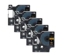 5PCS 45013 45010 Nastro for etichette 6/9/12/19/24mm compatibile for Dymo D1 LabelManager Writer 280 160 260P for 45017 45018 40913(5PK Gold on Black,6mm)