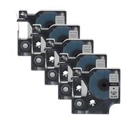 5PCS 45013 45010 Nastro for etichette 6/9/12/19/24mm compatibile for Dymo D1 LabelManager Writer 280 160 260P for 45017 45018 40913(5PK Black on Silver,6mm)